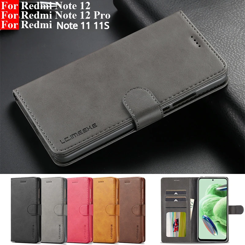 Flip Leather Case For Redmi 12 12C A1 10 10A 10C 9 9A Note 12 11 10S Pro Wallet Cover For Xiaomi 12T 11T Poxo X5 X4 M4 Pro