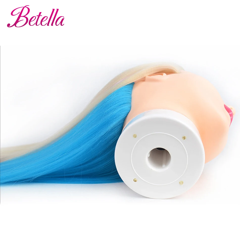 New Arrival Female 3D Blue Eye Blonde Gold Human Hair Mix Synthetic Professional Hot Curl Training Styling Head Mannequin Doll