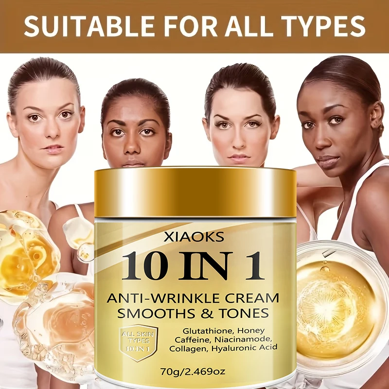 10-in-1 Instant Firming and Lifting Cream, Deeply Hydrating and Moisturizing, Smooths Dry Skin, Enhances Radiance and Elasticity, Skin Care Product, Gives Skin a Youthful Glow, Contains Retinol, Hyaluronic Acid, Niacinamide, Vitamins, Collagen, 70g, Non-Greasy - view 6