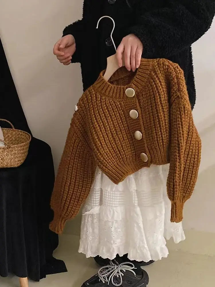 Baby Girls Sweater Knitted Cardigan New Autumn Clothing Children\'s Stylish Short Coat