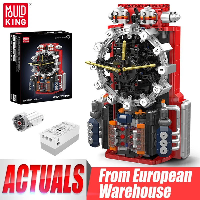 Mold King 10187, технические часы, игрушки, моторизованные часы в стиле киберпанк, строительный блок, сборные часы, набор кирпичей, детский рождественский подарок