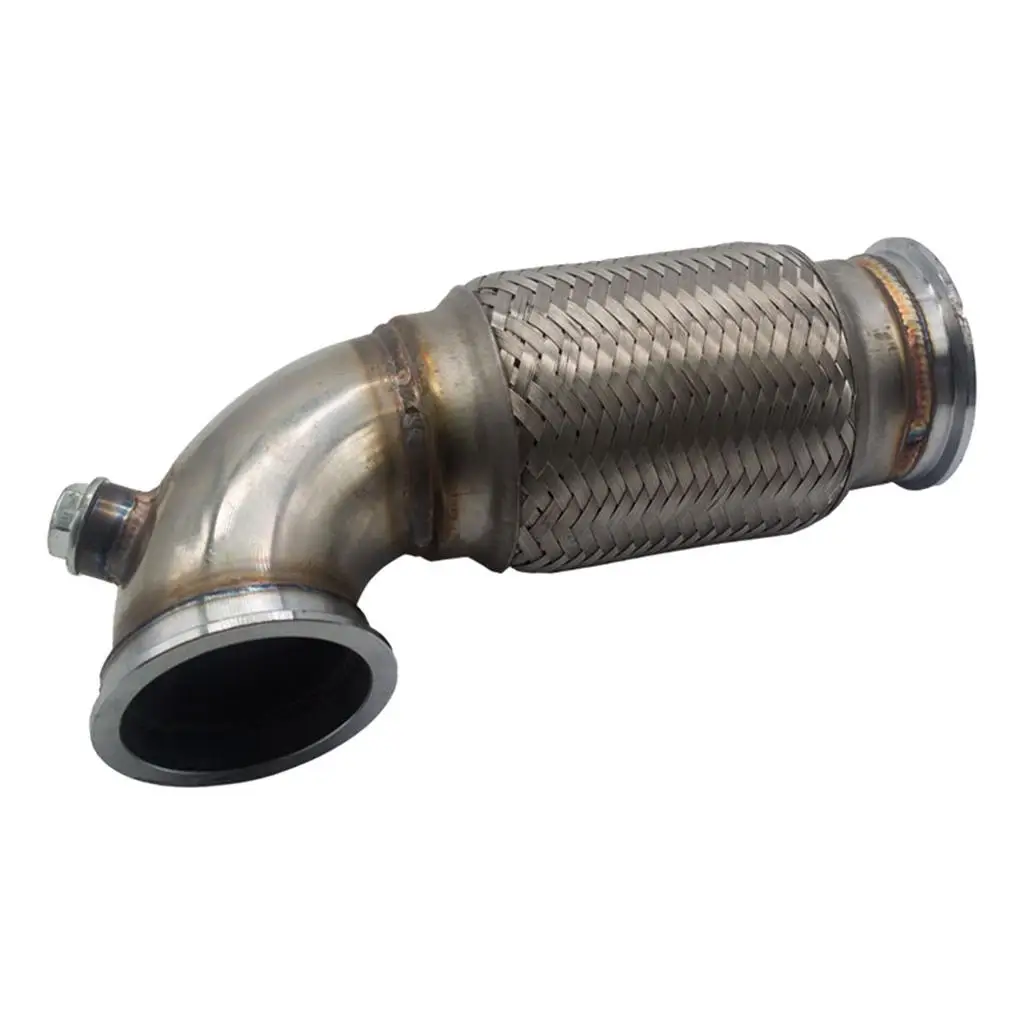 1 Pieces 3 inch Flanged Downpipe w/Flex Bellow Pipe Stainless Steel for Car