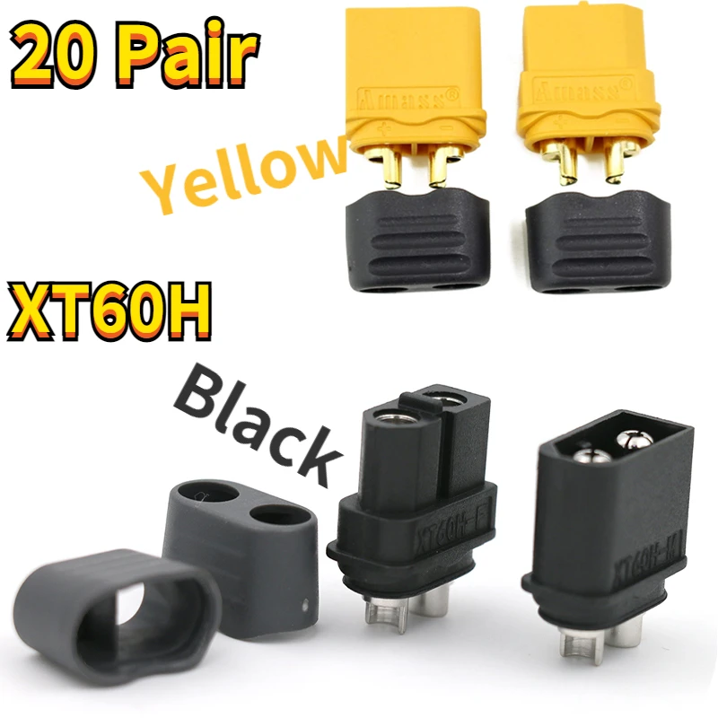 NEW Amass 20 Pair XT60H Bullet Connector Plug Upgrated of XT60 Sheath Female & Male Gold Plated for Rc Drone Car Boat RC Parts