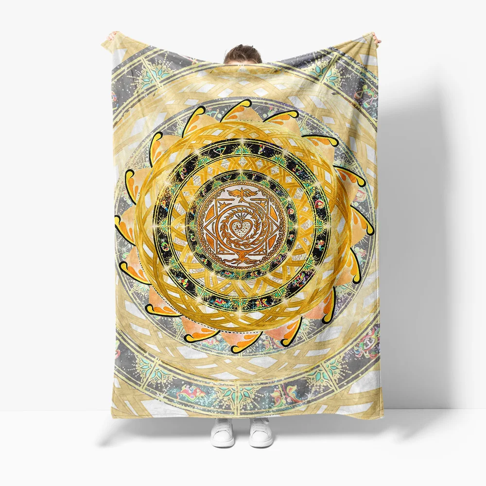 

Boho Mandala Print Throw Blanket Psychedelic Geometric Design Festival Blanket Home Decor Gift for Women
