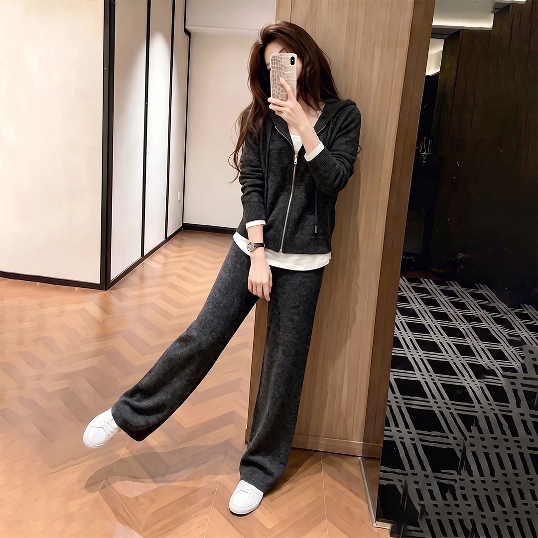 Casual Sportswear Set Women's Loose Design Hat Sweatshirt Two-Piece Trendy Spring Autumn Korean Style Comfortable Breathable