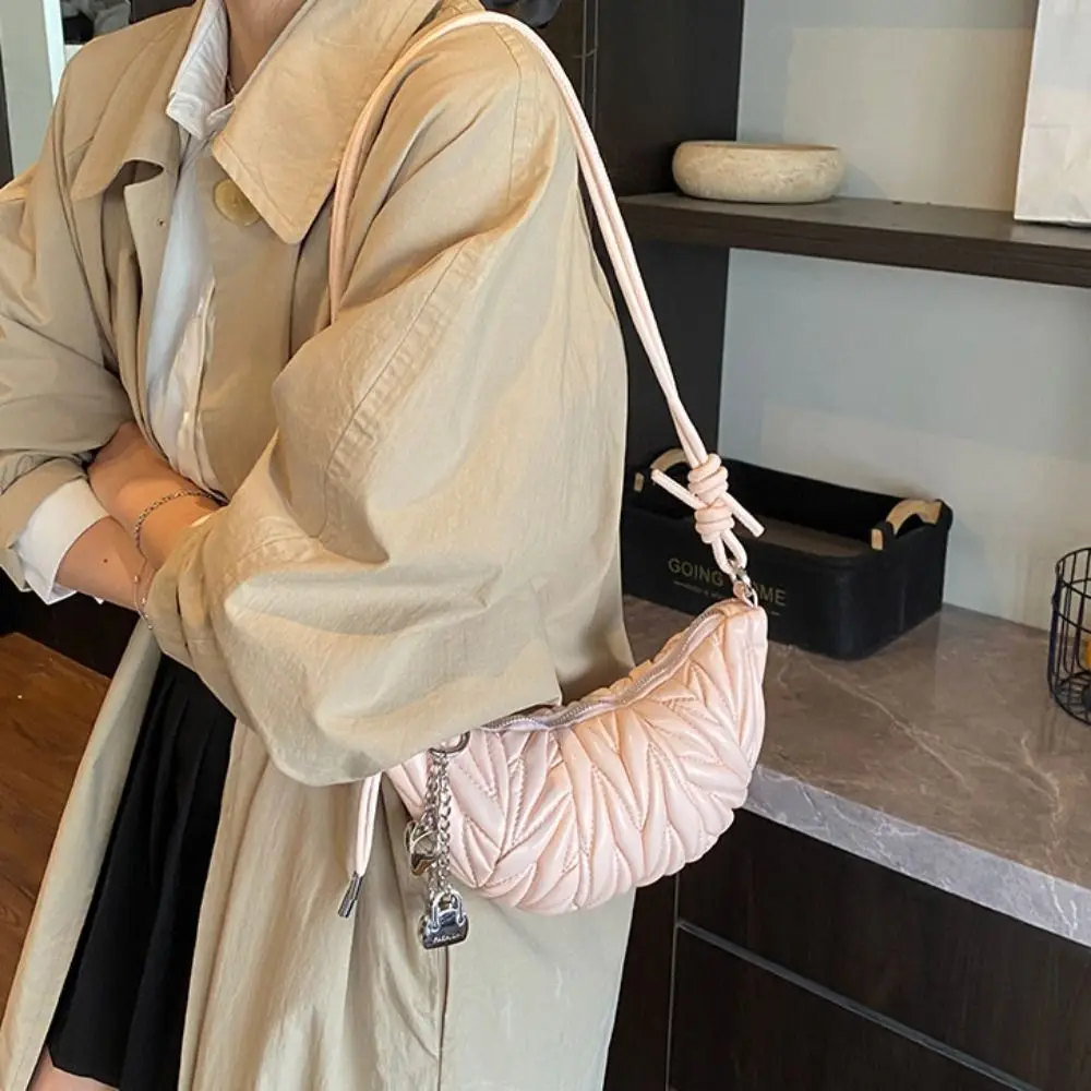 حقيبة كروسبودي حقيبة كتف كرواسون مع قلادة براون بولي Dumplings حقيبة بلون الكورية نمط فاسق حقائب اليد للأطفال #1