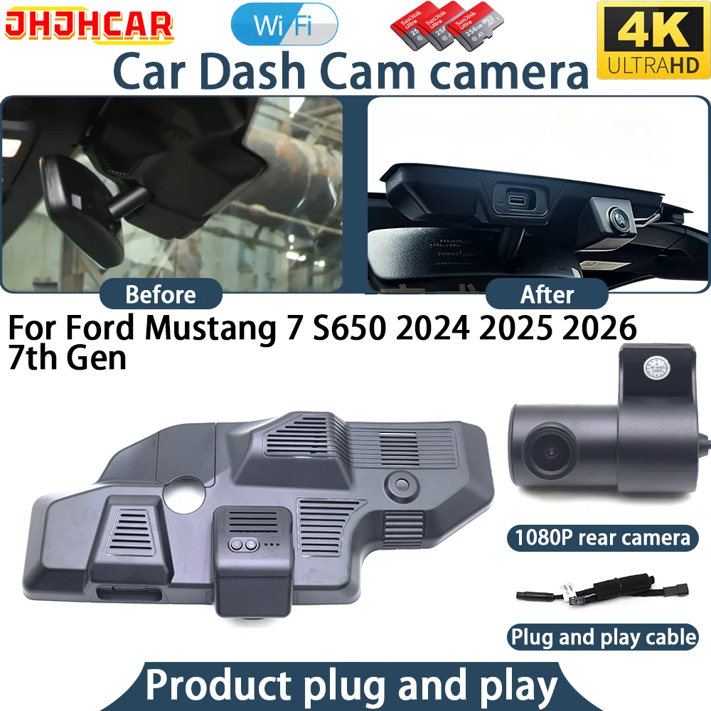 4K UHD Dash Cam For Ford Mustang 7 S650 2024 2025 2026 7th Gen Plug And Play WiFi DVR Car Camera Video Recorder Wide Angle Night