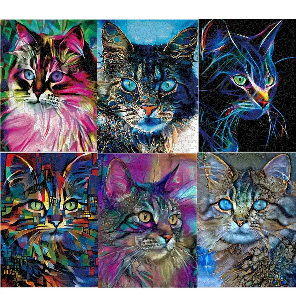 

High-quality Interesting Cat Wooden Animal Jigsaws Games Holiday Gifts Rectangle Wood Puzzle Kids Adults Brain Twister DIY Toys