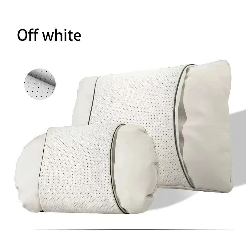 Premium Nappa Leather Car Headrest Pillow Memory Foam Ergonomic Neck Rest Cushion For Honda Civic Accord CRV HRV Fit Pilot