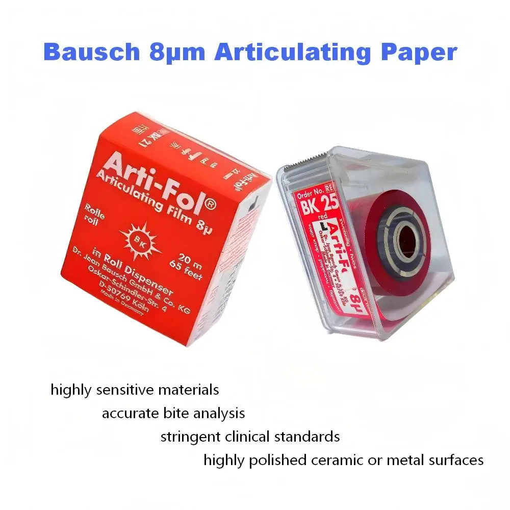 

Bausch Articulating Paper Dental Occlusion Ultra Thin Occlusal Indicator Paper Bite Registration Dental Tool 8µm BK22 BK25 BK21