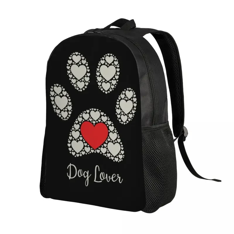 Amante do cão pet pata coração portátil mochila mulheres homens moda bookbag para estudantes da escola universitária sacos