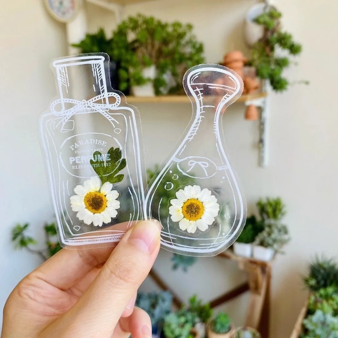 Handmade Transparent Bottle Flower Bookmarks Creative Floral Page Markers Spring Petals Art Craft Gift For Reading Lovers