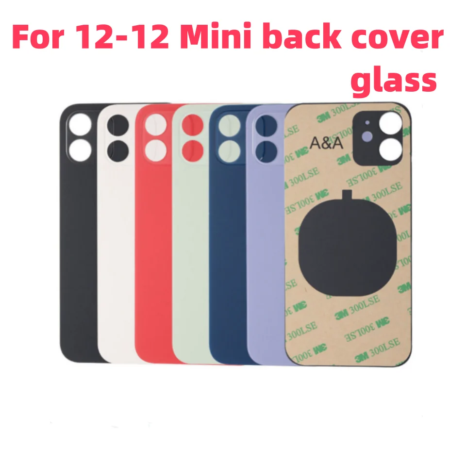 Back Glass+3M glue For IPhone 12 -12 Mini Back Cover Glass Fast Replacement  Housing Battery Cover Big Hole Rear Glass
