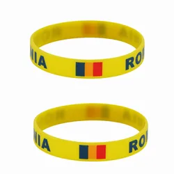 2pcs Romania Flag Silicone Bracelets Sports Game Wristbands National Wrist Strap for Men Women Rubber Band Fashion Accessories