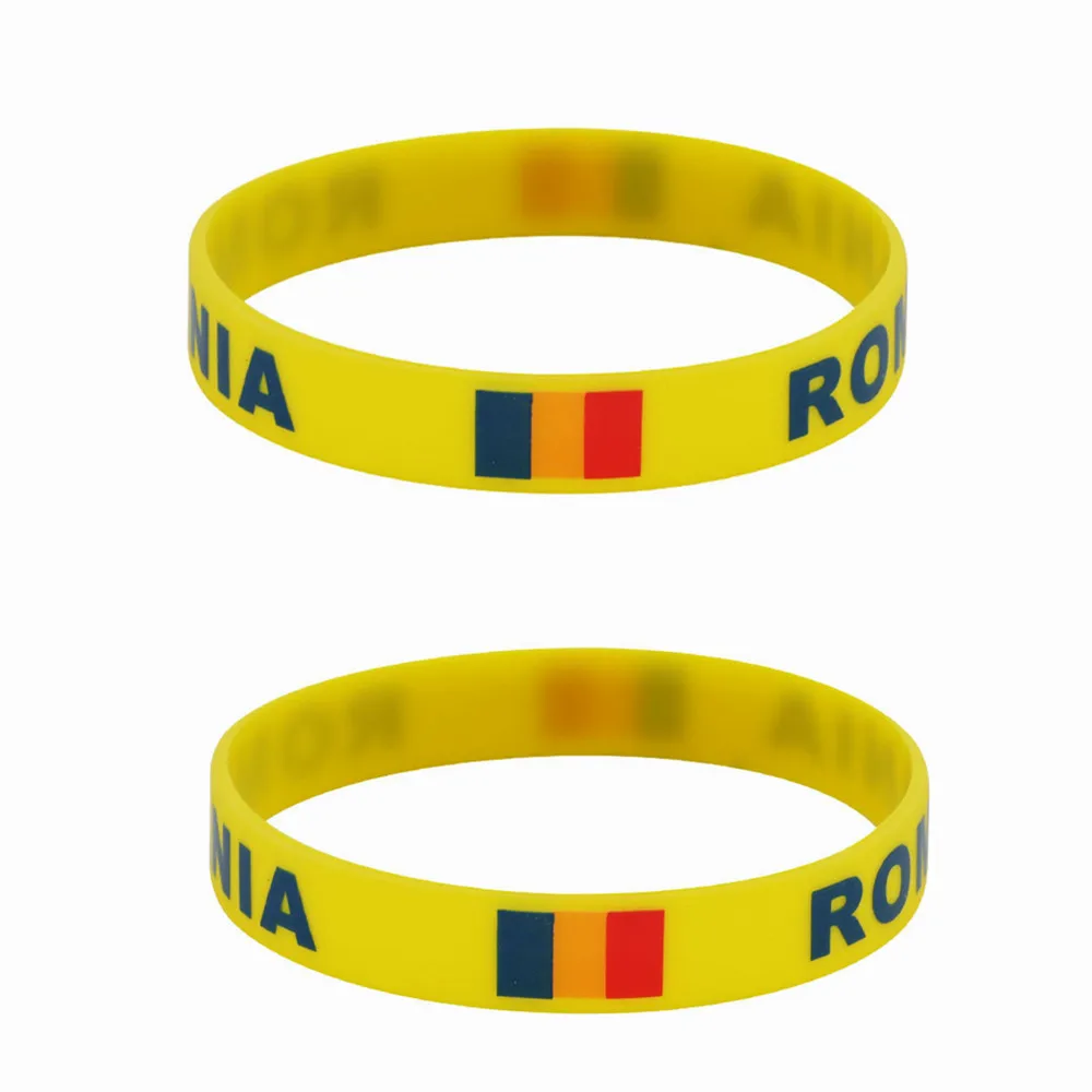 2pcs Romania Flag Silicone Bracelets Sports Game Wristbands National Wrist Strap for Men Women Rubber Band Fashion Accessories