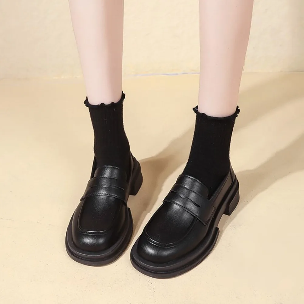 2026 Neue japanische College-Studentenschuhe im Cosplay-Lolita-Stil für Damen/Mädchen – Modische schwarze/kaffeebraune Uniform-Plateau-Schuhe – Detail 4