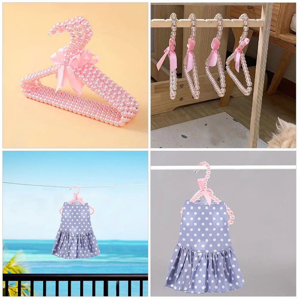 

6Pcs Cute Plastic Hangers Pearl Beaded Small Size for Clothes Closet Organizer Hangers