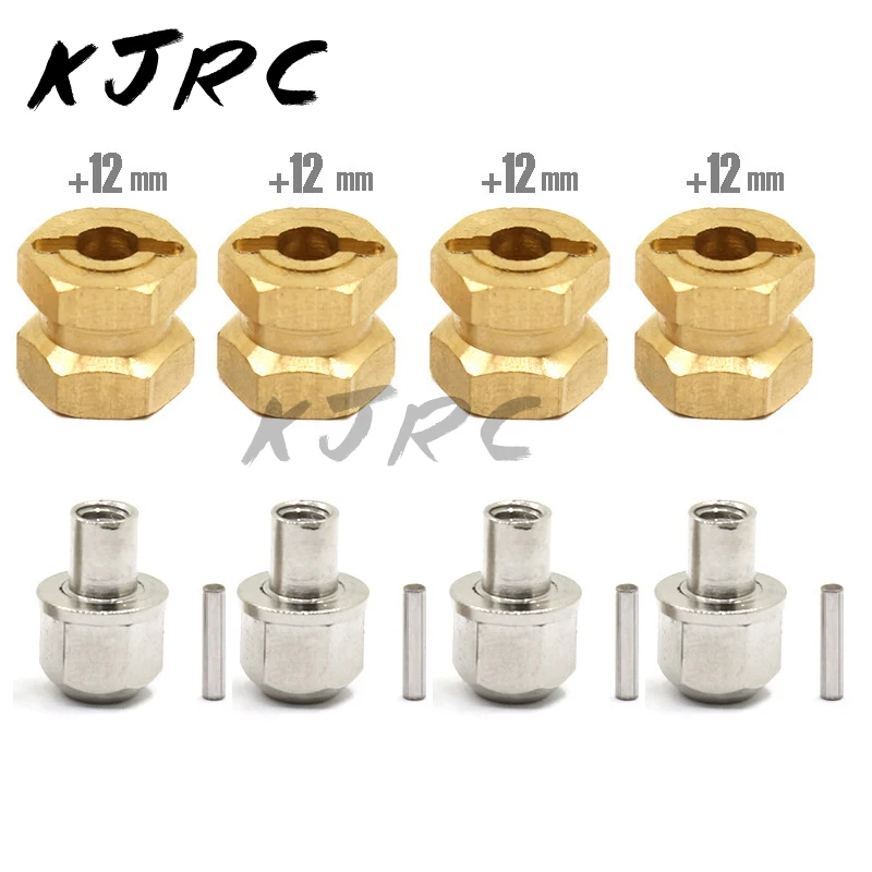 

4PCS Heavier Brass 12MM Wheel Hex 12/15/17/20/25MM Extended Adapter for 1/10 RC Crawler Car Axial SCX10 90046 D90 R25