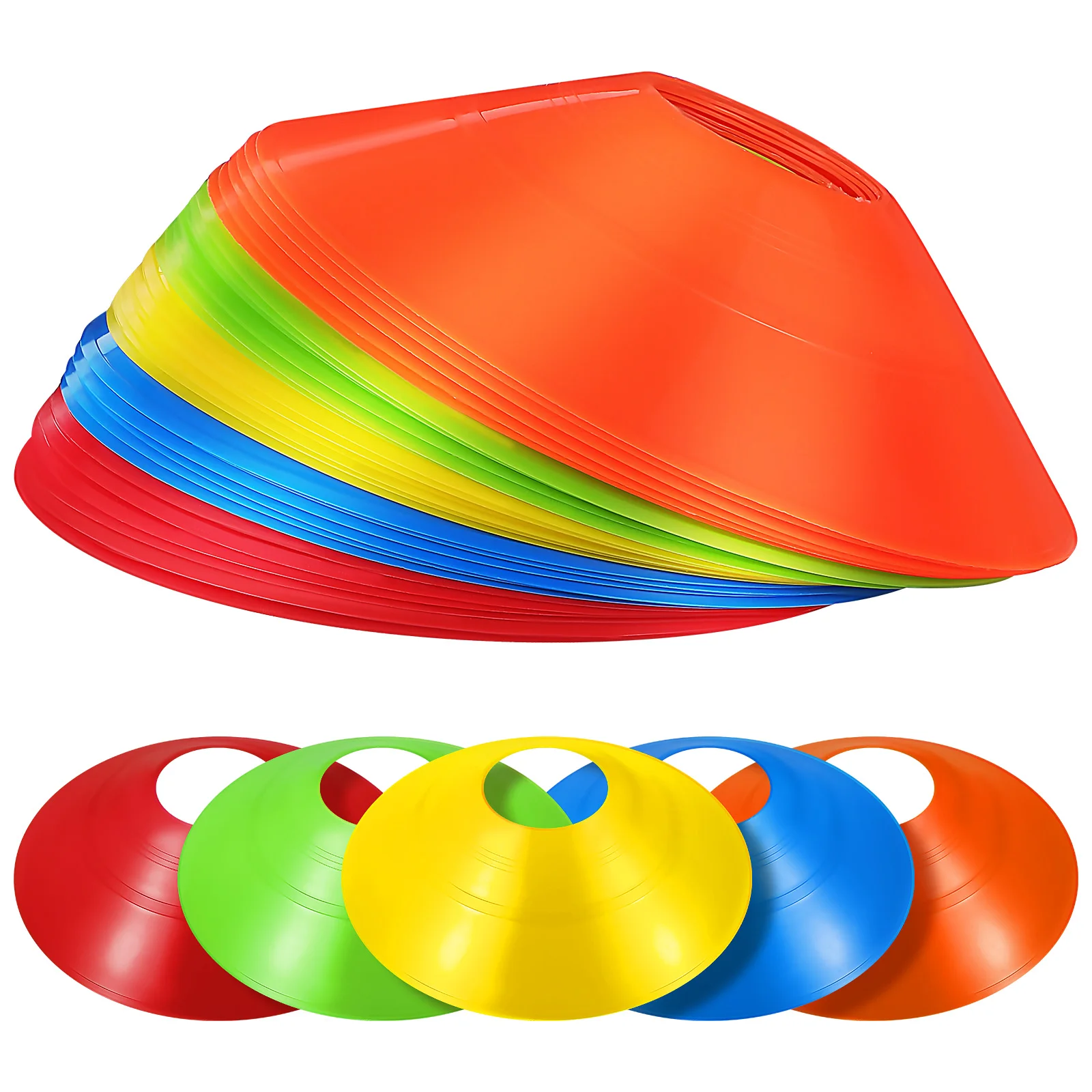 

30 pcs Soccer Cones Football Training Equipment Plastic PE Colors Red Green Orange Mesh Bag Practice
