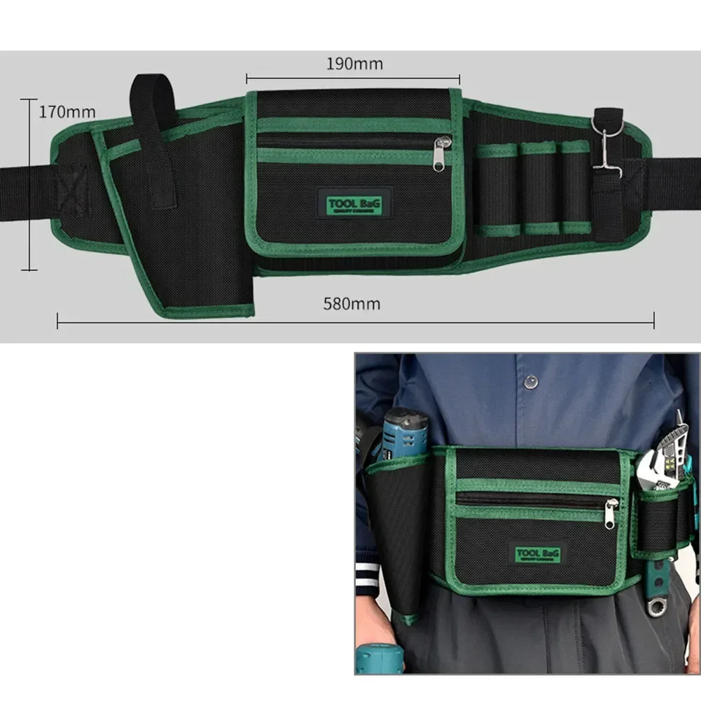 Electrician Tool Waist Bag Storage Bag 600D Oxford Cloth Hardware Drill Tool Bag Wear-Resistant Electrician Storage Toolkit ﻿