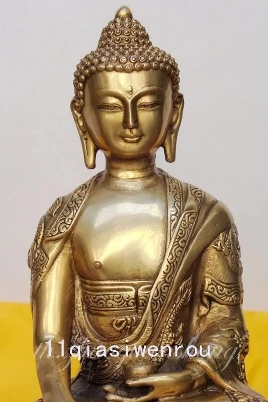 Tibet Tibetan Buddhis shakyamuni bronze On the back of the carved dragon buddha statue metal handicraft