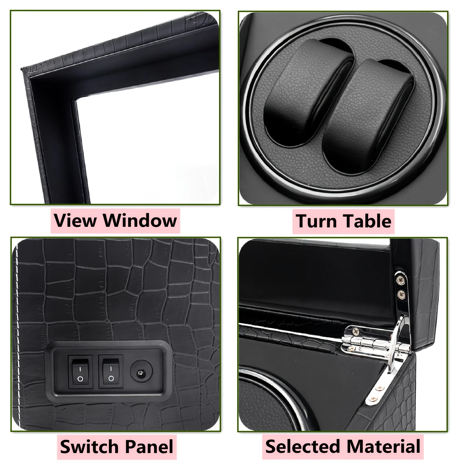 Bobinadora de reloj automática con 4 + 6 ranuras, Motor silencioso de cuero PU, bobinadora de reloj mecánico de bajo ruido, regalo de cumpleaños para hombres y mujeres, 1 ud.