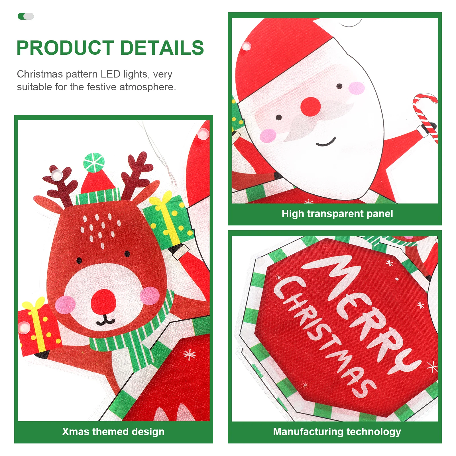 

Christmas Suction Cup Light PVC Decorative Lamp Red White LED Window Lights Showcase Elk Warm Decor