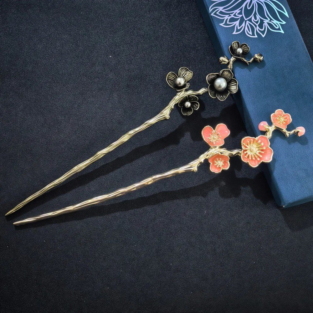Alloy Simple Hair Sticks for Women Girls Metal Hairpin Vintage Floral Hair Forks Hair Accessories Gift view 4