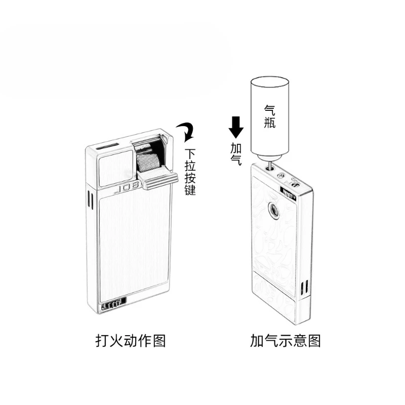 ZB320D New Metal Upgraded Luxury Ignition Gas Lighter Windproof Lighter Lightweight Blue Jet Flame Cigar Lighter Gift for Men - view 6