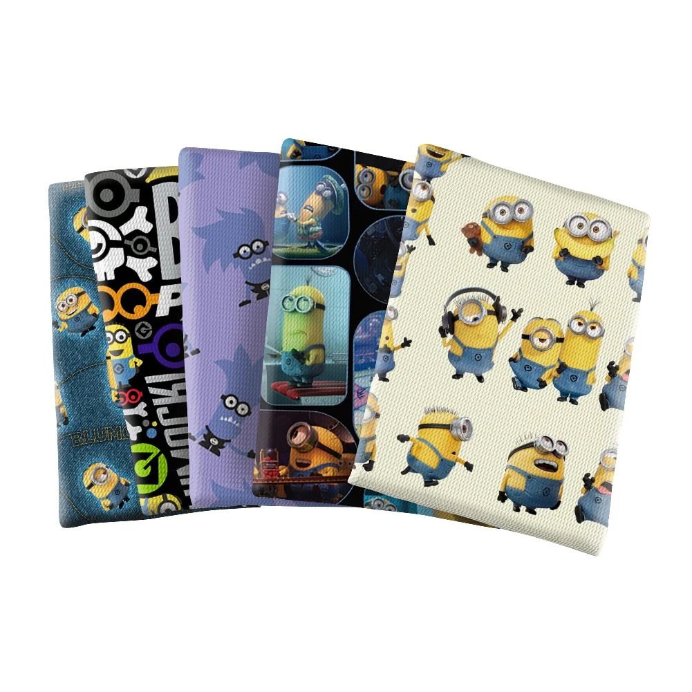 Yellow Minions Cartoon Printed Bullet Textured Liverpool Patchwork Tissue Kids home textile