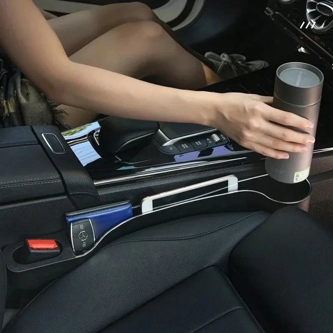 

Car Seat Gap Filler Organizer- Upgrade Car Side Seat Gap Filler with Cup Holder and Phone Holder- Car Seat Gap Organizer 2 Pack