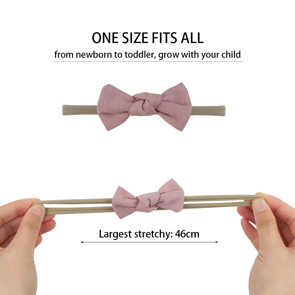 5Pcs/Set Ins Solid Cloth Tiny Bow Baby Headband for Newborn Boys Girls Fabric Newborn Kids Headwear Cute Elastic Nylon Hairbands