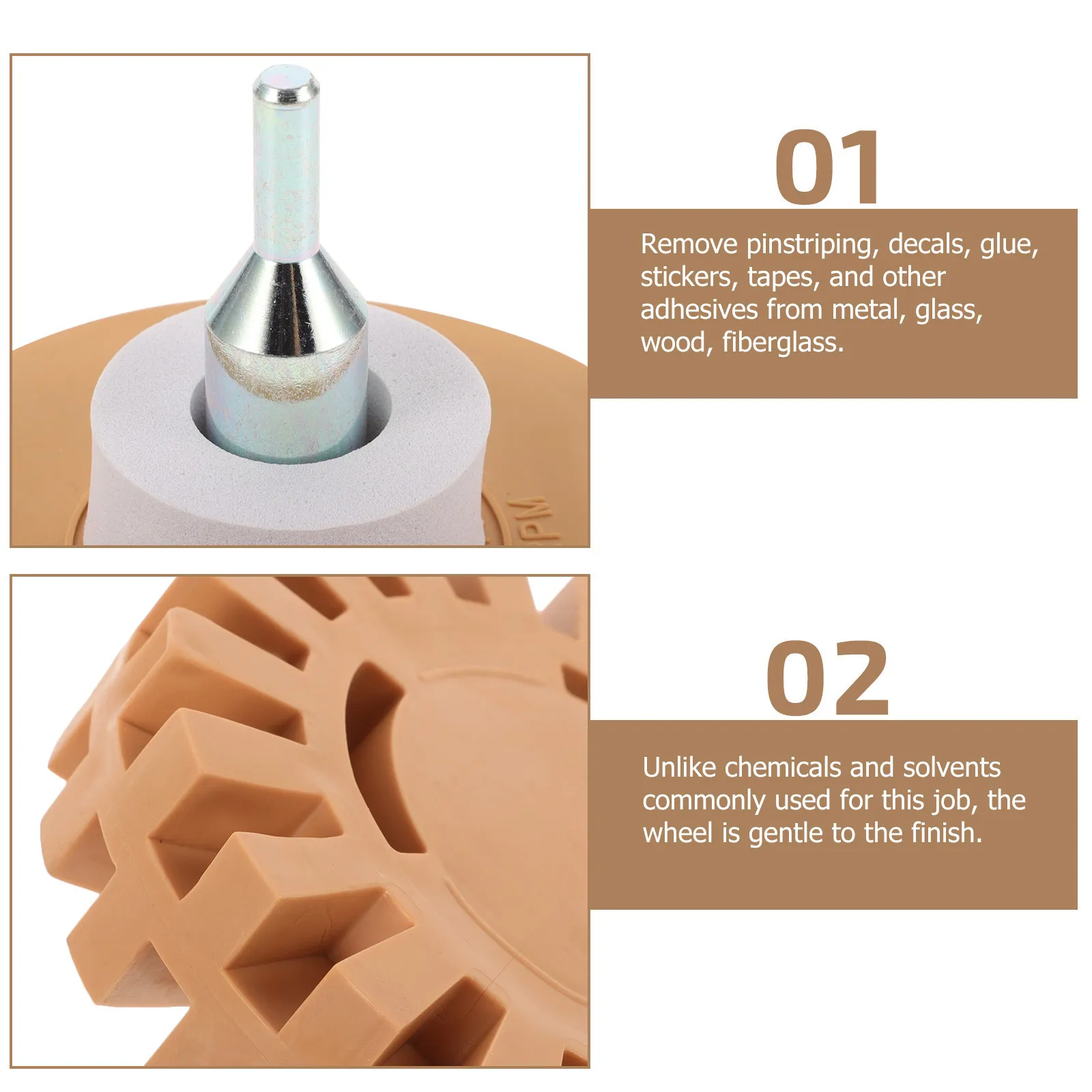 2Pcs Adhesive Remover Wheel Toothed Pneumatic Eraser Wheel for Fast Efficient Glue Sticker Decal Paint Removal DIY Auto