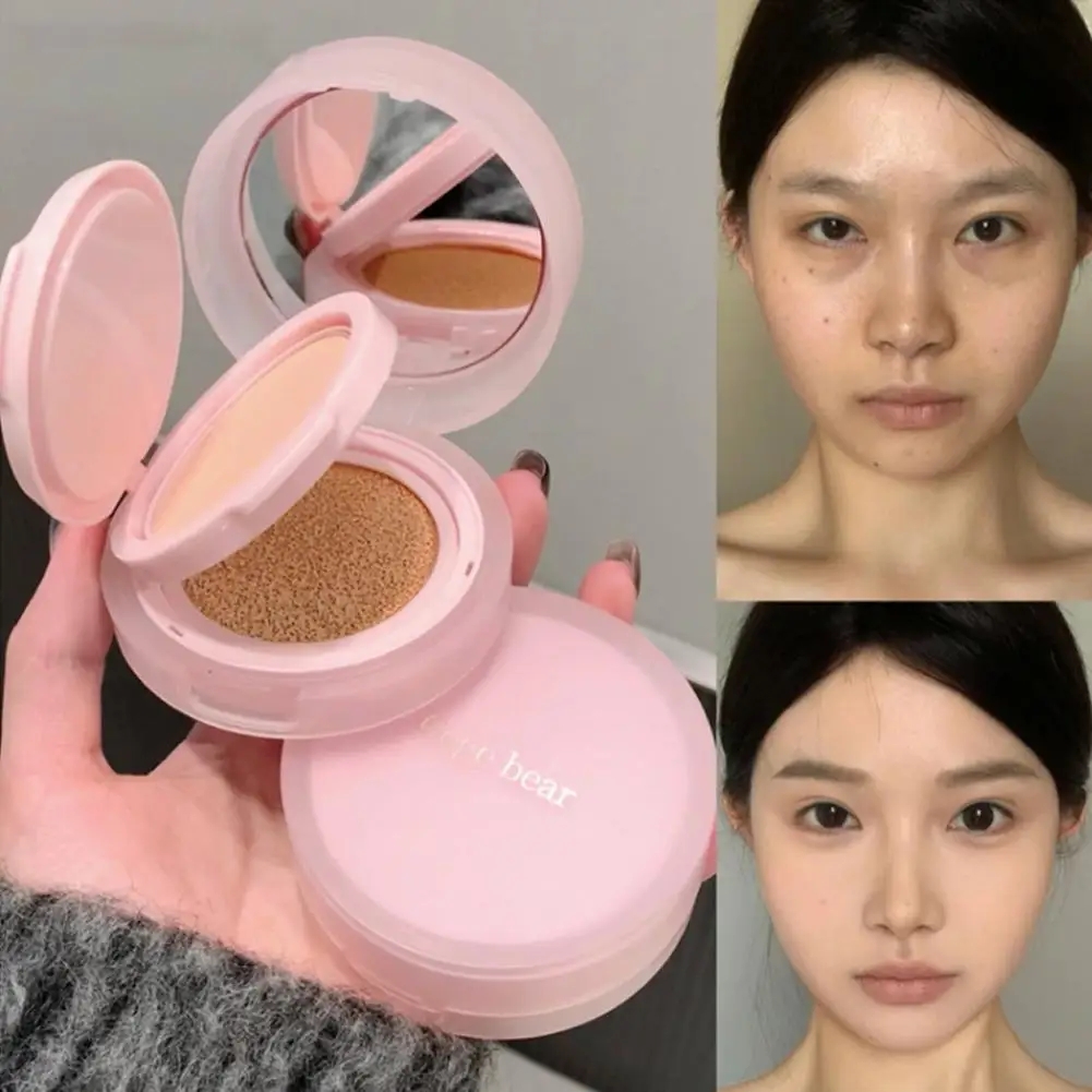 Gege bear naked transparent double-layer air cushion Oil control makeup removal styling powder natural whitening lasting makeup