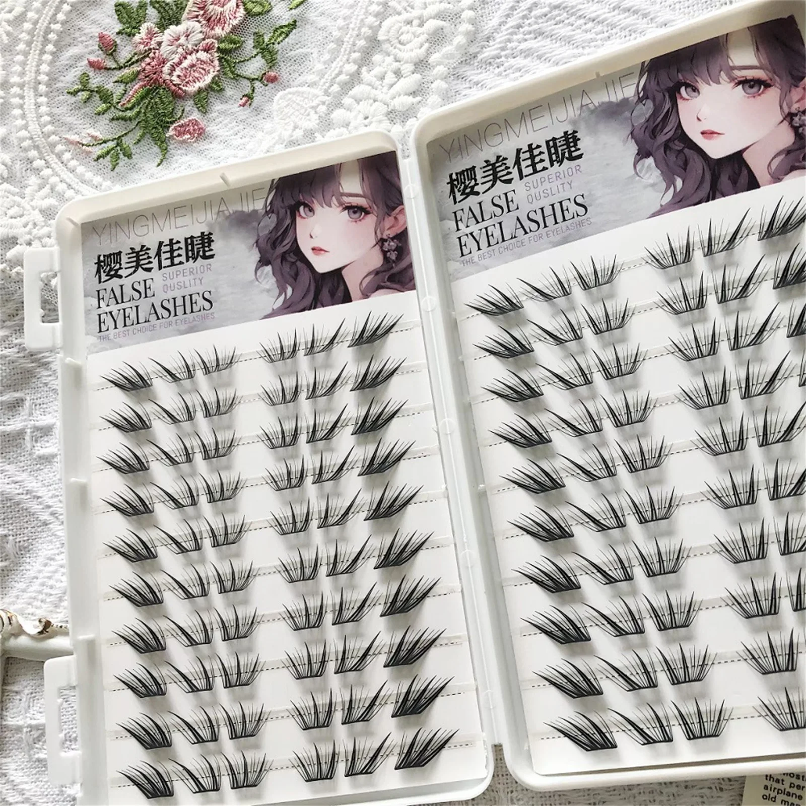 Pestañas postizas esponjosas, fibra suave y ligera, pestañas individuales estilo zorro volador Natural, extensión de pestañas en racimo, gran capacidad