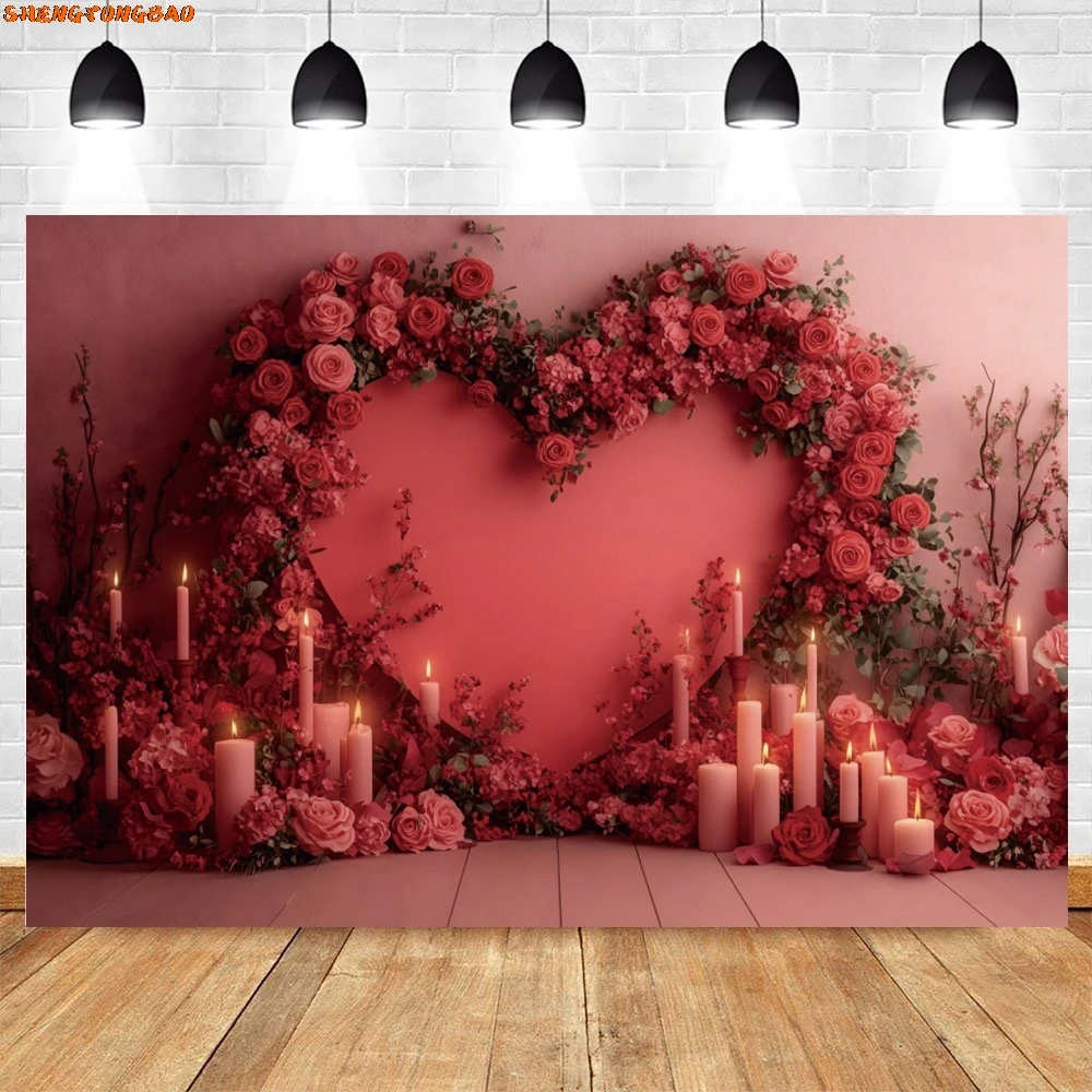 خلفية تصوير لعيد الحب، زهور الورد الأحمر، شموع على شكل قوس على شكل قلب، 14 فبراير، صورة زوجين حلوة، خلفية للتصوير الفوتوغرافي