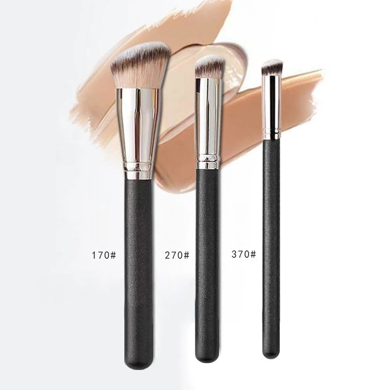 Fluffy At-Pinceau de maquillage pour fond de teint, correcteur, couverture inclinée sans couture, cercle foncé, crème liquide, contour, mélange, 170, 270/370