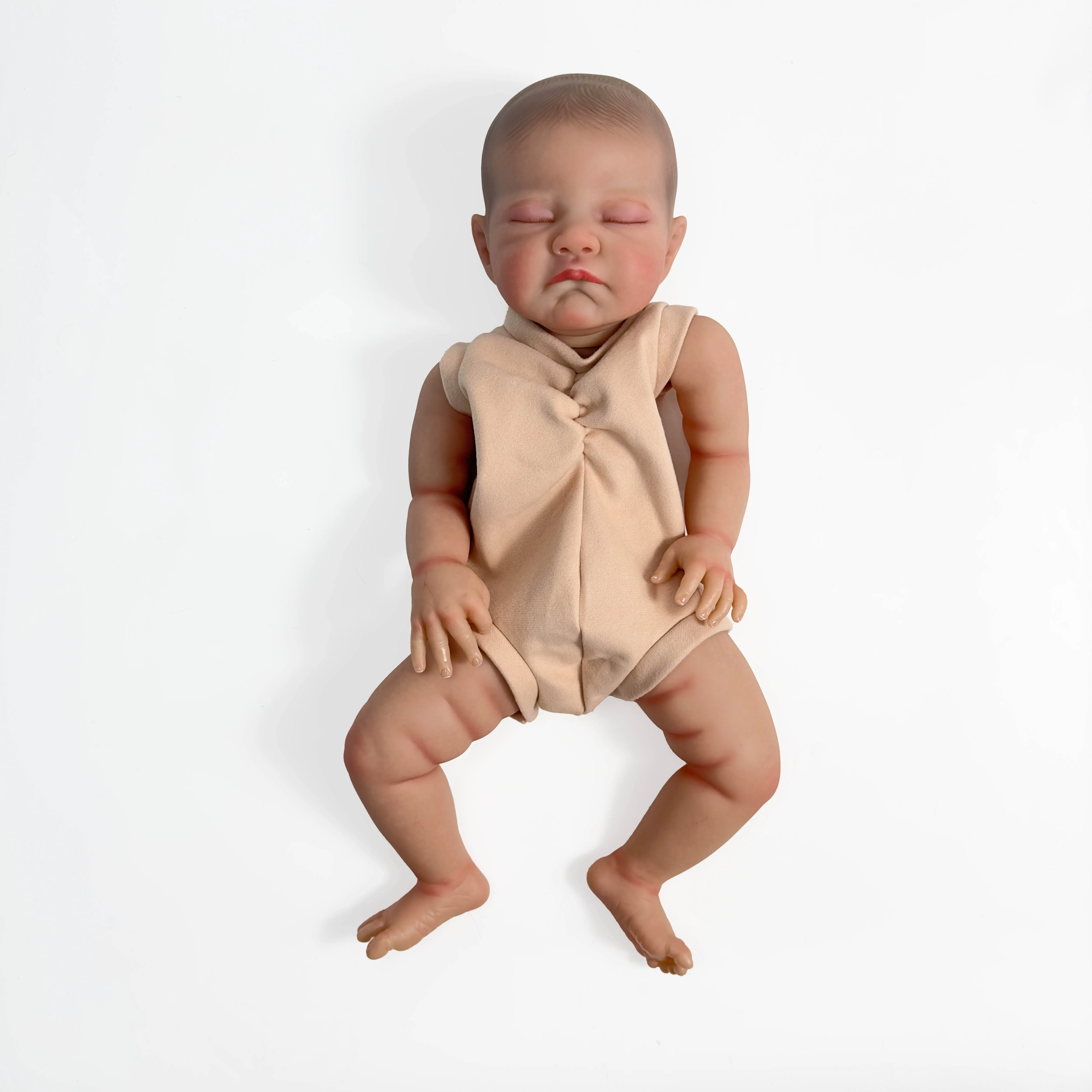 

NPK 20inch Already Painted Reborn Doll Parts August Sleeping Baby 3D Painting with Visible Veins Cloth Body Included