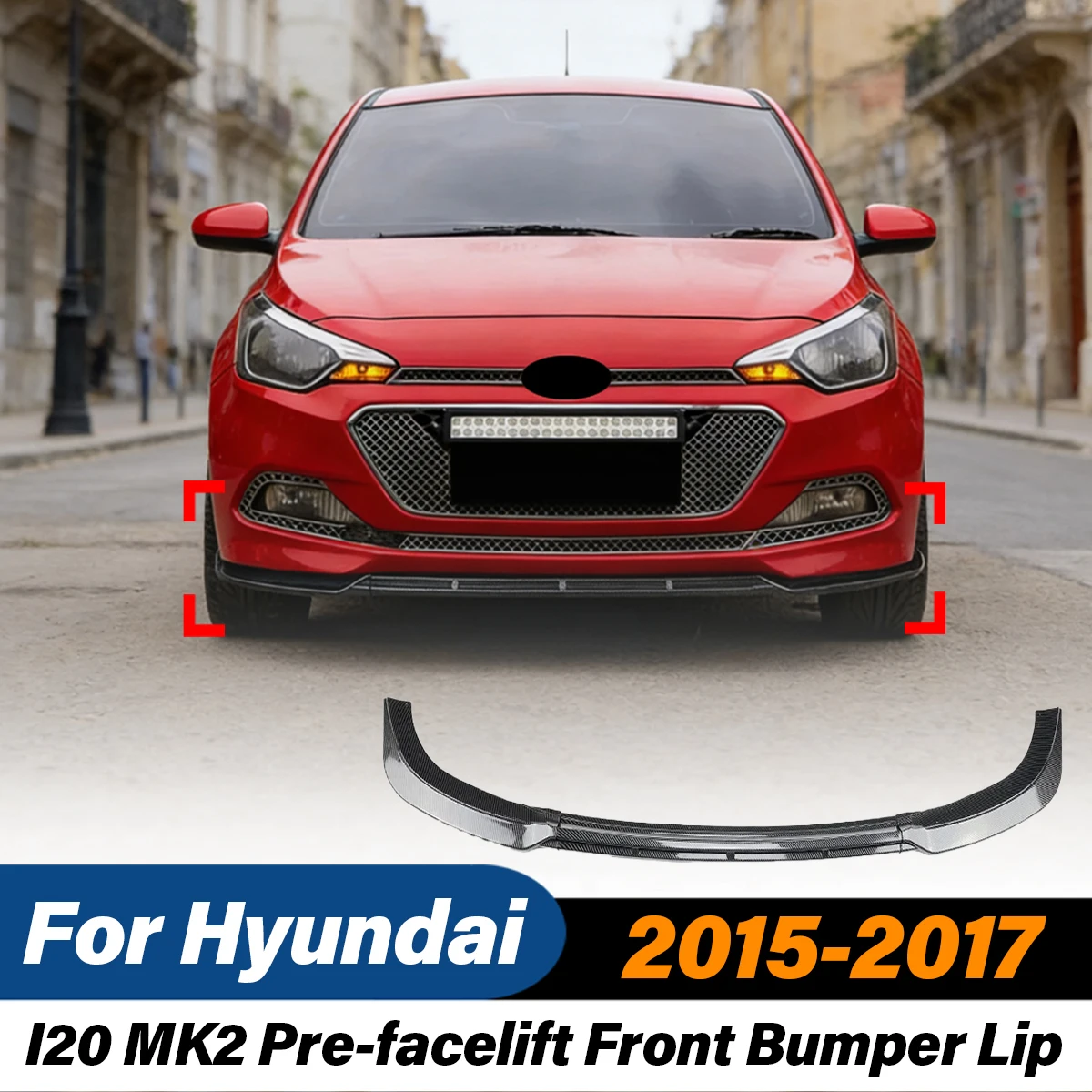 

Для Hyundai I20 MK2 Pre-facelift 2015 2016 2017, автомобильный передний бампер, спортивный спойлер, ABS, сплиттер, комплект для модификации кузова