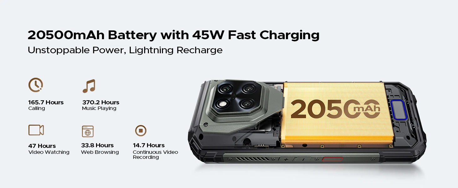 DOOGEE V Max LR Laser Rangefinder 5G AI Rugged Phone 36GB+512GB 6.78'' Display 20500mAh Battery Dual Camping Lights Smart phones