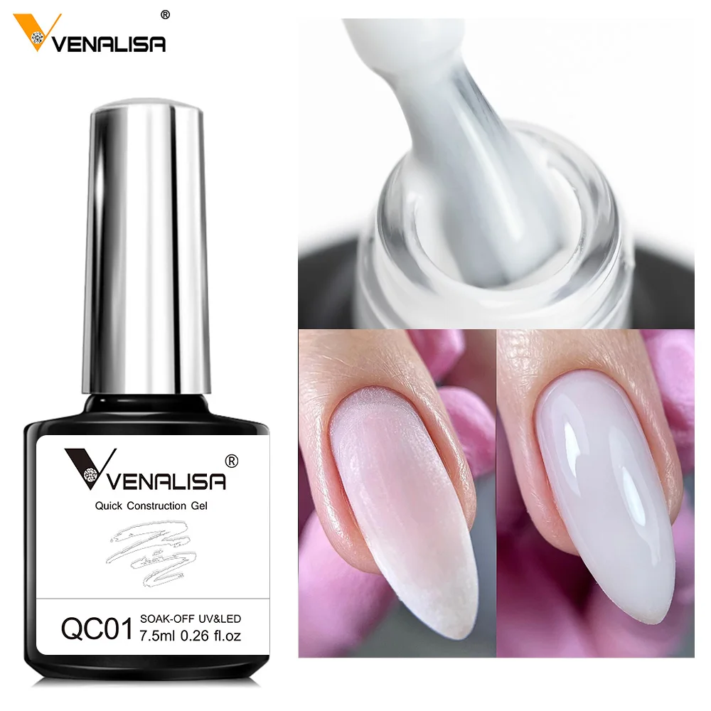 VENALISA 세미 투명 젤리 컬러 네일 젤 폴리쉬 강화제, 퀵 시공 젤, UV LED 누드 핑크 젤, 7.5ml  Best5