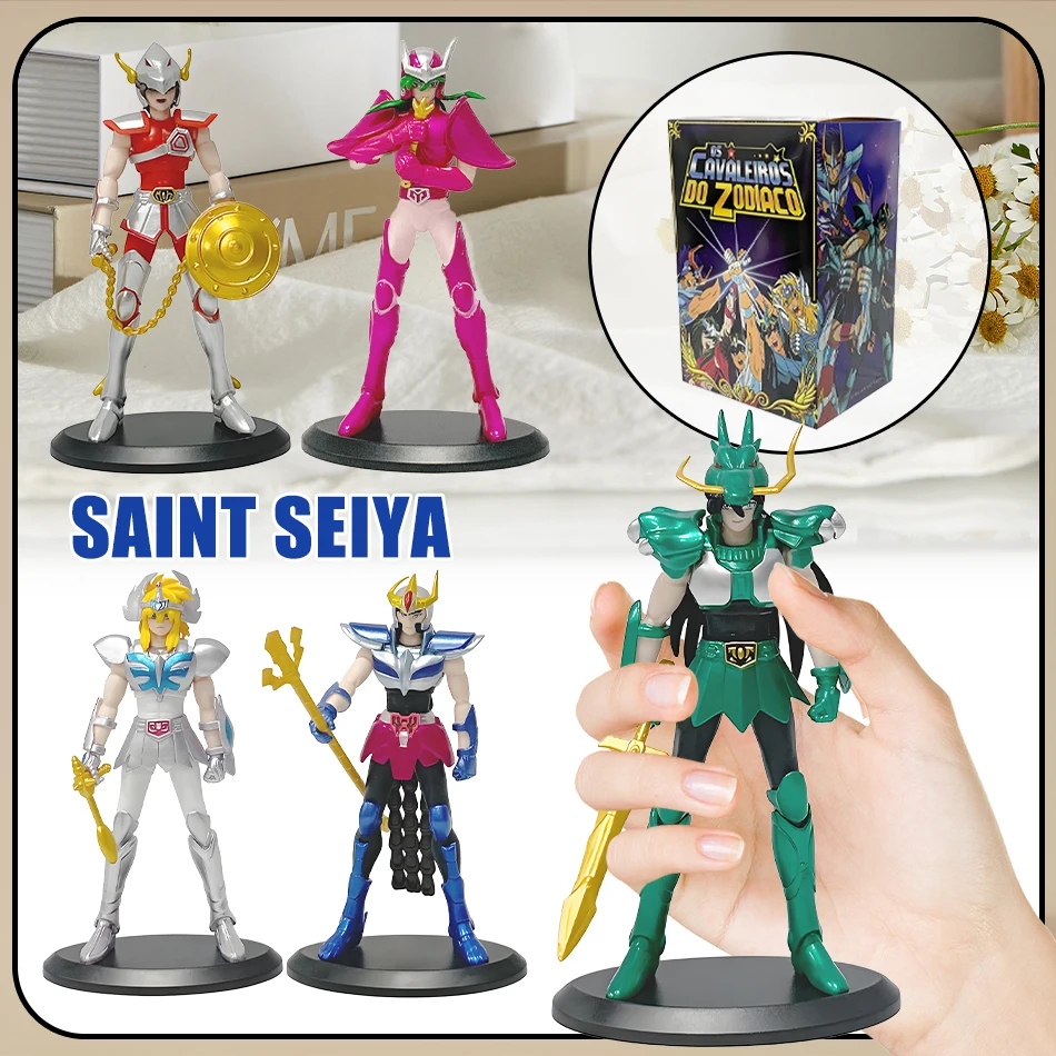 18cm saint seiya anime figura mito pano phoenix ikki hyoga seiya shiryu em pé caixa de pvc figura coleção 20th aniversário brinquedo