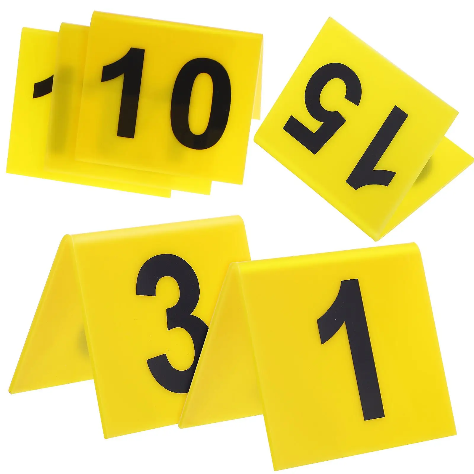 

15 Pcs Table Number Signs 5 5x6 3cm Yellow Black Cards Evidence Markers Accessories Plastic