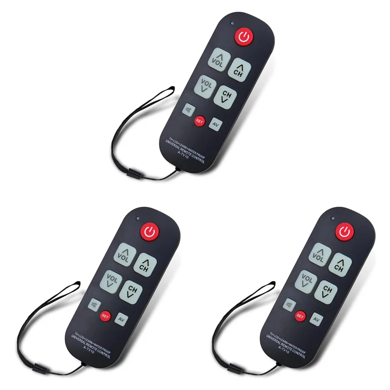 B49C 3X A-TV10 TV Remote For Seniors Universal Controller Simple Waterproof Remote Control With LED Light For All TV Models