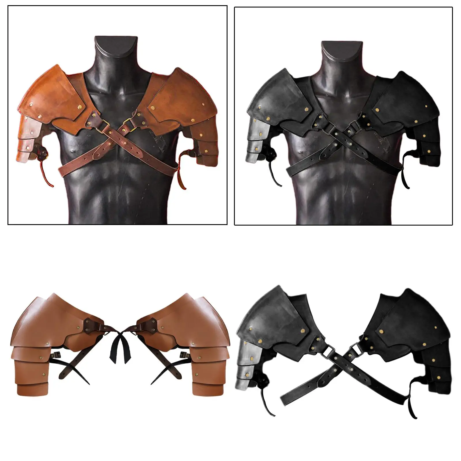 

PU Leather Medieval Shoulder Pauldron Adjustable Buckle for Fancy Dress Men
