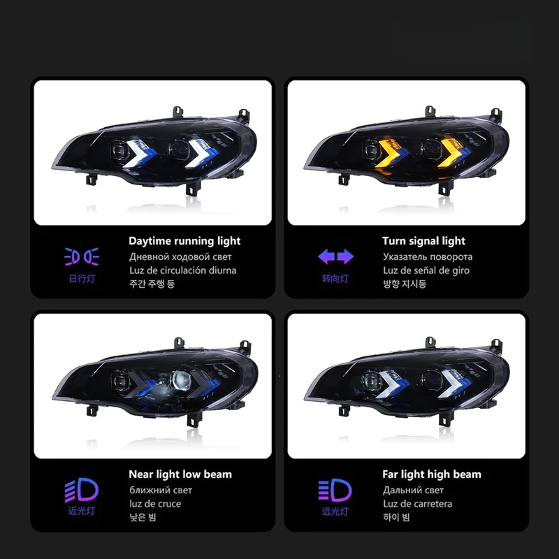 

Car Styling For X5 E70 Headlights 2007-2013 Upgrade Modified to New DRL Dynamic Turn Signal LED Headlight Auto Accessories