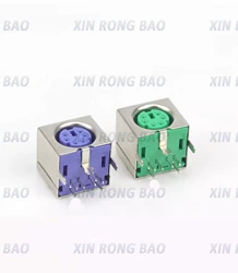 1/2Pcs PS2 Female Socket Jack Connector On PCB Green/Purple 6 Pins PS/2 Square Jack Adpater