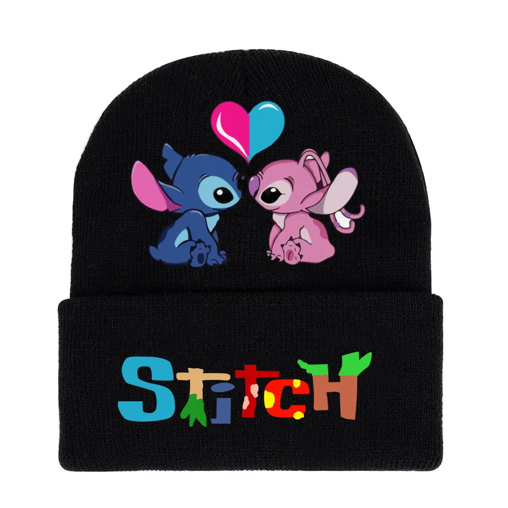 Disney Stitch Knit Hat Anime Baby Boys Girls Winter Bonnet Hats Hip Hop Wool Hat Children\'s Cartoon Warm Caps Christmars Gifts