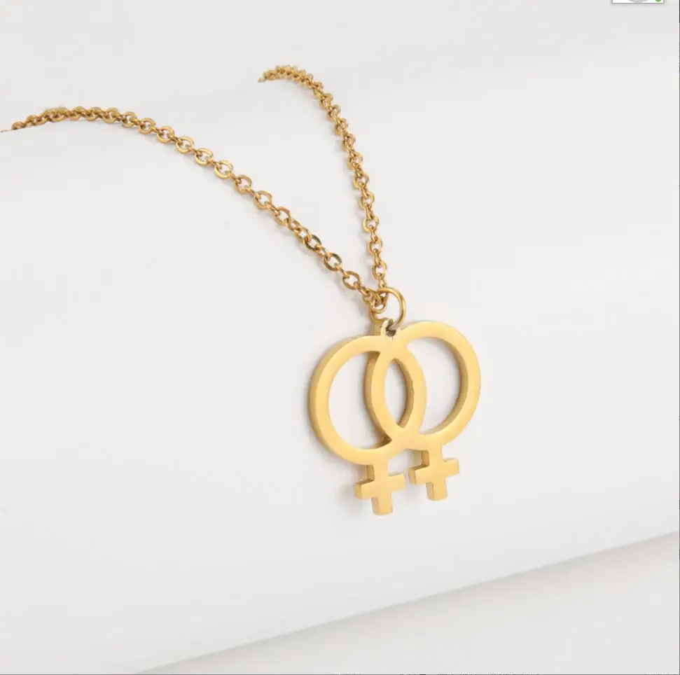 1PC Fashion Feminist Necklace for Women Stainless steel Vintage Female Symbol Pendant Choker Necklaces Protection Jewelry F1129