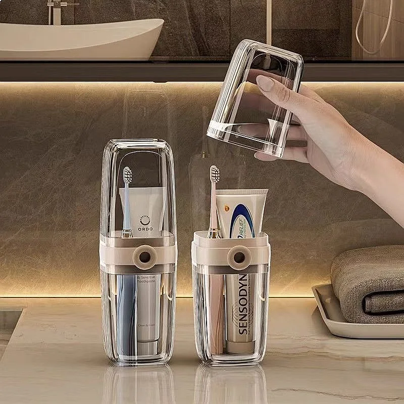 Travel Toothbrush Case Set with Cup Portable Toothpaste Holder Bathroom Organizer